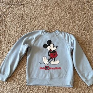 Disney Light Blue Mickey Mouse Sweatshirt with Red Accents